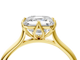Yellow gold Asscher Solitaire Cathedral Diamond Ring with Six-Prong Setting_34