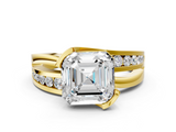 Yellow gold Asscher Solitaire Channel-Set Split Shank Ring with Tension Prong Setting_12