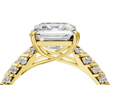 Yellow gold Asscher Solitaire Chevron Pave Diamond Engagement Ring with Six-Prong Setting_7