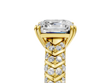 Yellow gold Asscher Solitaire Chevron Pave Diamond Engagement Ring with Six-Prong Setting_8