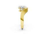 Yellow gold Asscher Solitaire Diamond Engagement Ring with Pave Band and Four-Prong Setting 2