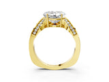 Yellow gold Asscher Solitaire Diamond Engagement Ring with Pave Band and Four-Prong Setting 3