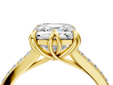 Yellow gold Asscher Solitaire Diamond Engagement Ring with Pave Band and Six-Prong Setting_10