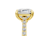 Yellow gold Asscher Solitaire Diamond Engagement Ring with Pave Band and Six-Prong Setting_11