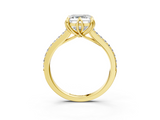 Yellow gold Asscher Solitaire Diamond Engagement Ring with Pave Band and Six-Prong Setting_9