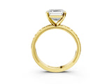 Yellow gold Asscher Solitaire Diamond Engagement Ring with XO Engraved Band and Four-Prong Setting 4