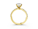 Yellow gold Asscher Solitaire Diamond Pavé Band with Four-Prong Setting_10