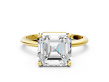 Yellow gold Asscher Solitaire Diamond Ring with 4-Prong Setting on a Classic Band_3