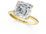Yellow gold Asscher Solitaire Diamond Ring with 4-Prong Setting on a Classic Band_4
