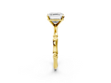 Yellow gold Asscher Solitaire Diamond Ring with Bamboo Band and Four-Prong Setting_26