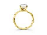 Yellow gold Asscher Solitaire Diamond Ring with Bamboo Band and Four-Prong Setting_27