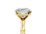 Yellow gold Asscher Solitaire Diamond Ring with Bamboo Band and Four-Prong Setting_29