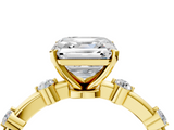 Yellow gold Asscher Solitaire Diamond Ring with Bezel Set Side Stones and Prong Setting_11