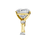 Yellow gold Asscher Solitaire Diamond Ring with Bezel Set Side Stones and Prong Setting_12