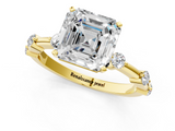 Yellow gold Asscher Solitaire Diamond Ring with Bezel Set Side Stones and Prong Setting_8