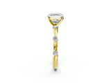 Yellow gold Asscher Solitaire Diamond Ring with Bezel Set Side Stones and Prong Setting_9