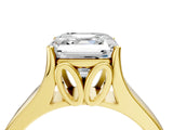 Yellow gold Asscher Solitaire Diamond Ring with Cathedral Band and Four-Prong Setting_87