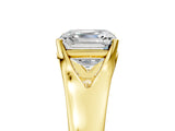 Yellow gold Asscher Solitaire Diamond Ring with Cathedral Band and Four-Prong Setting_88