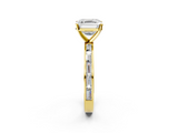 Yellow gold Asscher Solitaire Diamond Ring with Channel-Set Baguette Band and Four-Prong Setting_27
