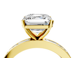 Yellow gold Asscher Solitaire Diamond Ring with Channel-Set Baguette Band and Four-Prong Setting_29