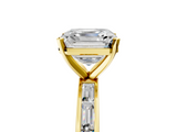 Yellow gold Asscher Solitaire Diamond Ring with Channel-Set Baguette Band and Four-Prong Setting_30