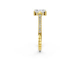 Yellow gold Asscher Solitaire Diamond Ring with Channel Set Band and Bezel Prong Setting_58