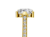 Yellow gold Asscher Solitaire Diamond Ring with Channel Set Band and Bezel Prong Setting_61