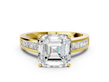 Yellow gold Asscher Solitaire Diamond Ring with Channel-Set Band and Four-Prong Setting_21