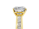 Yellow gold Asscher Solitaire Diamond Ring with Channel-Set Band and Four-Prong Setting_26