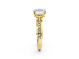 Yellow gold Asscher Solitaire Diamond Ring with Channel Set Band and Six-Prong Setting_55