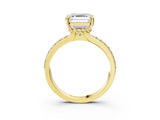 Yellow gold Asscher Solitaire Diamond Ring with Channel Set Band and Six-Prong Setting_56