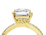 Yellow gold Asscher Solitaire Diamond Ring with Channel Set Band and Six-Prong Setting_57