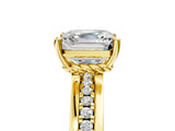 Yellow gold Asscher Solitaire Diamond Ring with Channel Set Band and Six-Prong Setting_58
