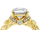 Yellow gold Asscher Solitaire Diamond Ring with Filigree Band and Four-Prong Setting_11