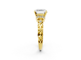 Yellow gold Asscher Solitaire Diamond Ring with Filigree Band and Four-Prong Setting_9