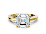Yellow gold Asscher Solitaire Diamond Ring with Four-Prong Setting and Classic Band_22
