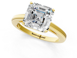 Yellow gold Asscher Solitaire Diamond Ring with Four-Prong Setting and Classic Band_23