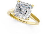 Yellow gold Asscher Solitaire Diamond Ring with Four-Prong Setting and Tapered Band 2