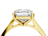 Yellow gold Asscher Solitaire Diamond Ring with Four-Prong Setting and Tapered Band 5