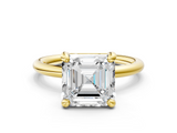 Yellow gold Asscher Solitaire Diamond Ring with Four-Prong Setting on a Plain Band_37