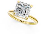 Yellow gold Asscher Solitaire Diamond Ring with Four-Prong Setting on a Plain Band_38