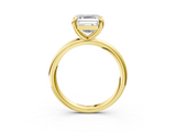 Yellow gold Asscher Solitaire Diamond Ring with Four-Prong Setting on a Plain Band_40