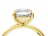 Yellow gold Asscher Solitaire Diamond Ring with Four-Prong Setting on a Plain Band_41