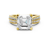 Yellow gold Asscher Solitaire Diamond Ring with Milgrain Pavé Band and Four-Prong Setting_54