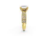 Yellow gold Asscher Solitaire Diamond Ring with Milgrain Pavé Band and Four-Prong Setting_56
