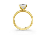 Yellow gold Asscher Solitaire Diamond Ring with Milgrain and Black Enamel X Pattern Band_55