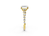 Yellow gold Asscher Solitaire Diamond Ring with Pave Band and Four-Prong Setting_27
