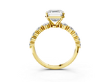 Yellow gold Asscher Solitaire Diamond Ring with Pave Band and Four-Prong Setting_28