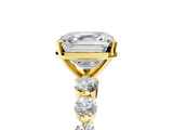 Yellow gold Asscher Solitaire Diamond Ring with Pave Band and Four-Prong Setting_30