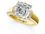 Yellow gold Asscher Solitaire Diamond Ring with Pave Band and Six-Prong Setting_36